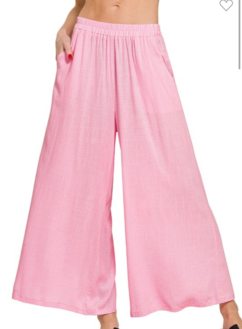 Pink Elastic Linen Pants