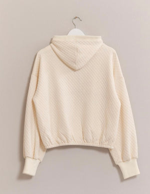 Ivory Quilted Hoodie