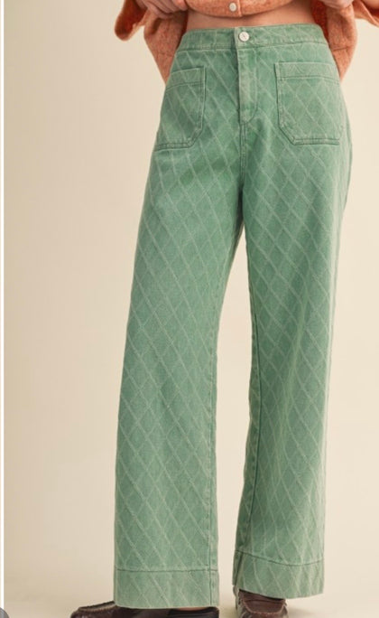 Green Wide Leg Denim