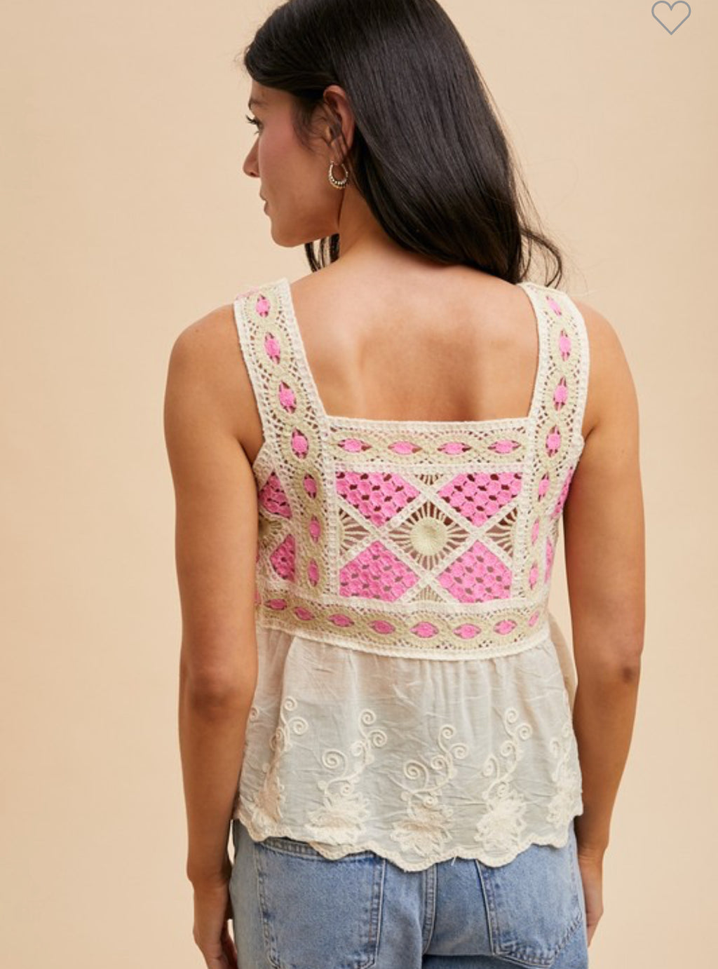 Pink Crochet Peplum Top