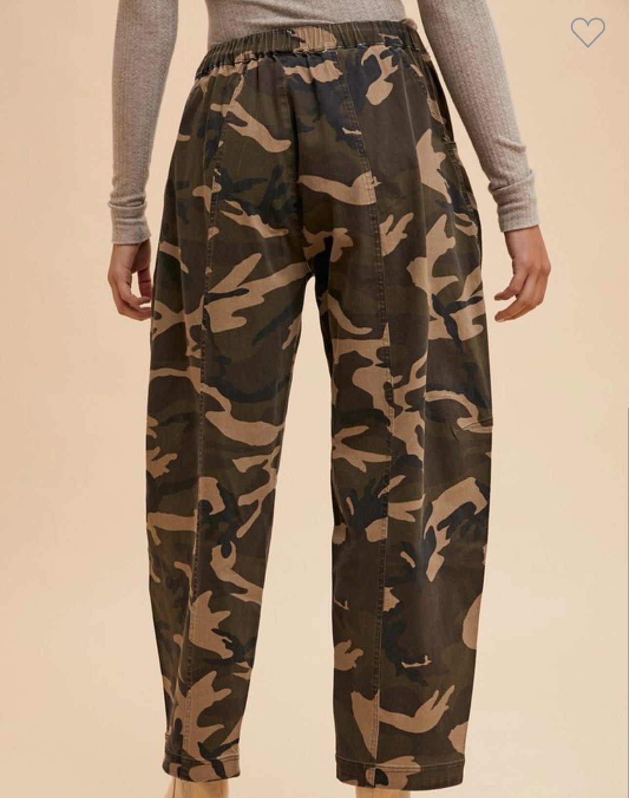 Elastic Waist Camo Barrel Pants