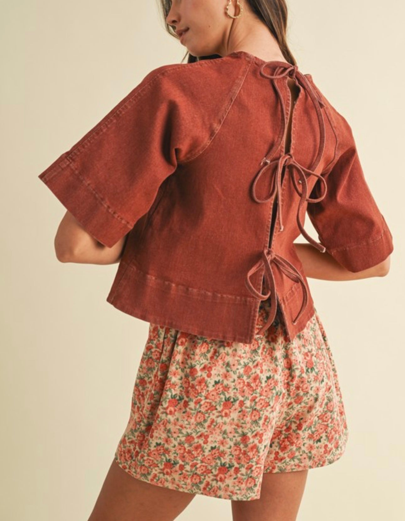 Rust Denim Tie Back Top