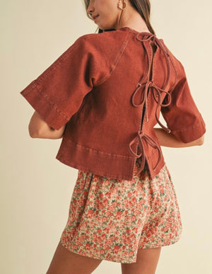 Rust Denim Tie Back Top