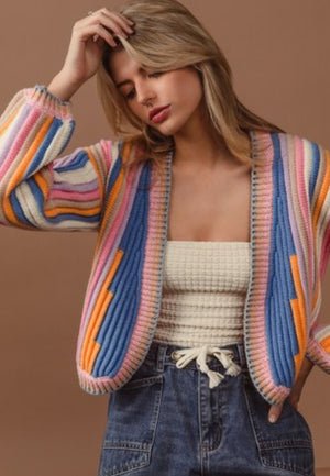 Pink / Blue Knit Cardigan