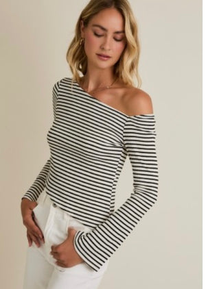 B/W Asymmetrical Long Sleeve Top