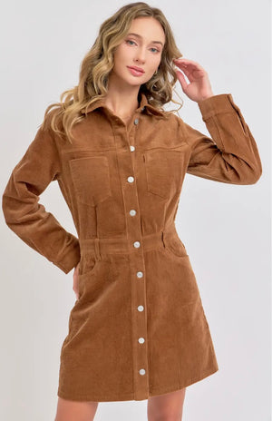 Brown Corduroy Shift Dress The Classy Closet LLC Brown Corduroy Shift Dress The Classy Closet LLC
