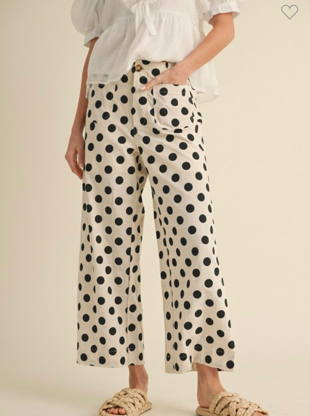 B/W Polka Dot Cropped Wide Leg Pants