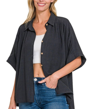 Black Button Up Top