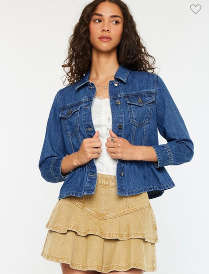 KanCan Peplum Denim Jacket