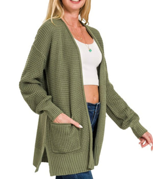 Open Knit Waffle Cardigans (4 colors)