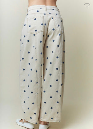 Navy/White Barrel Jeans