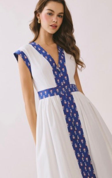 Printed Trim Detail Midi