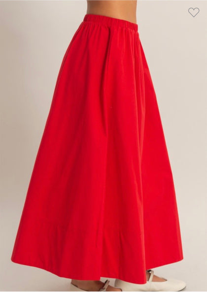 Red Midi Skirt