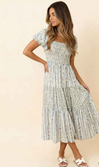 Floral Smocked Midi Dress