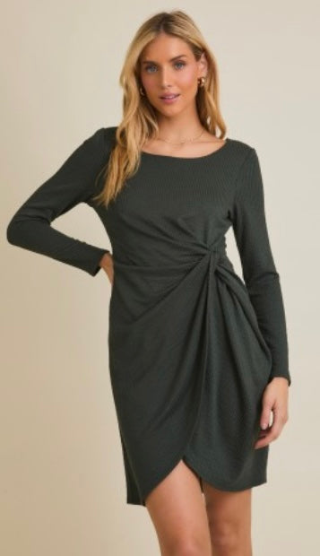 Green Faux Wrap Dress