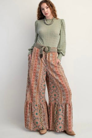Print Ruffle Pants