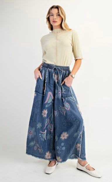 Washed Floral Denim