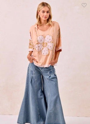 Peach Embroidered Floral Top