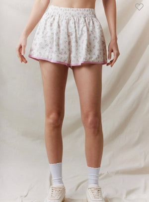 Baby Pink Ditsy Floral Gym Shorts