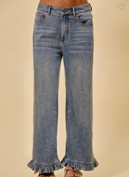 Ruffle Trim Denim