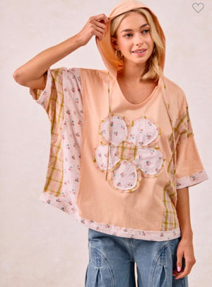 Peach Embroidered Floral Top