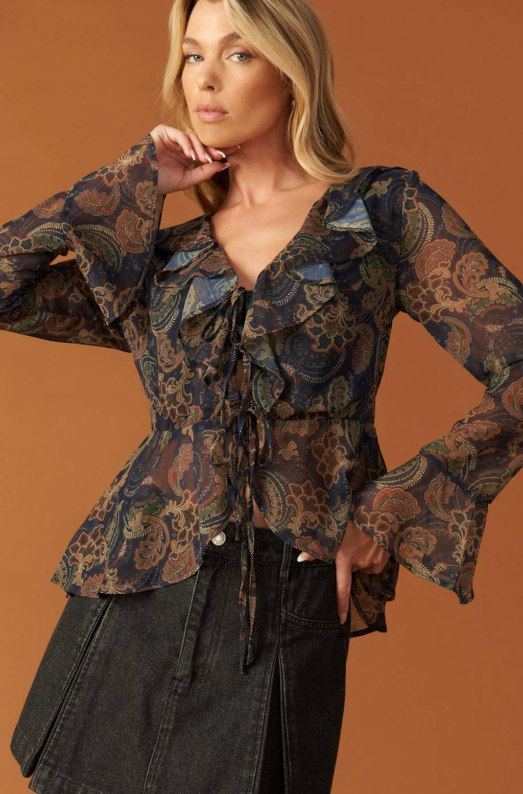 Ruffle Print Blouse