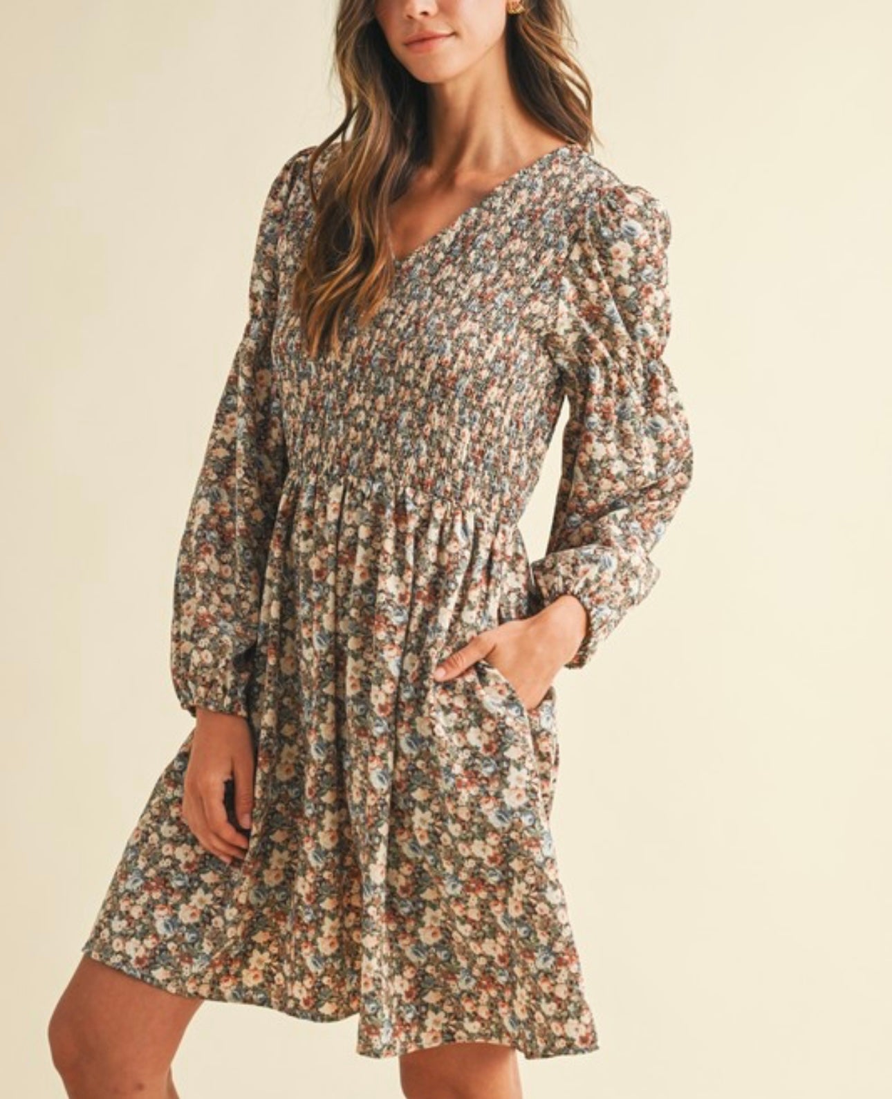Brown/Blue Floral Dress