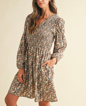 Brown/Blue Floral Dress