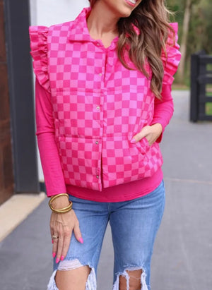 Pink Checkered Vest