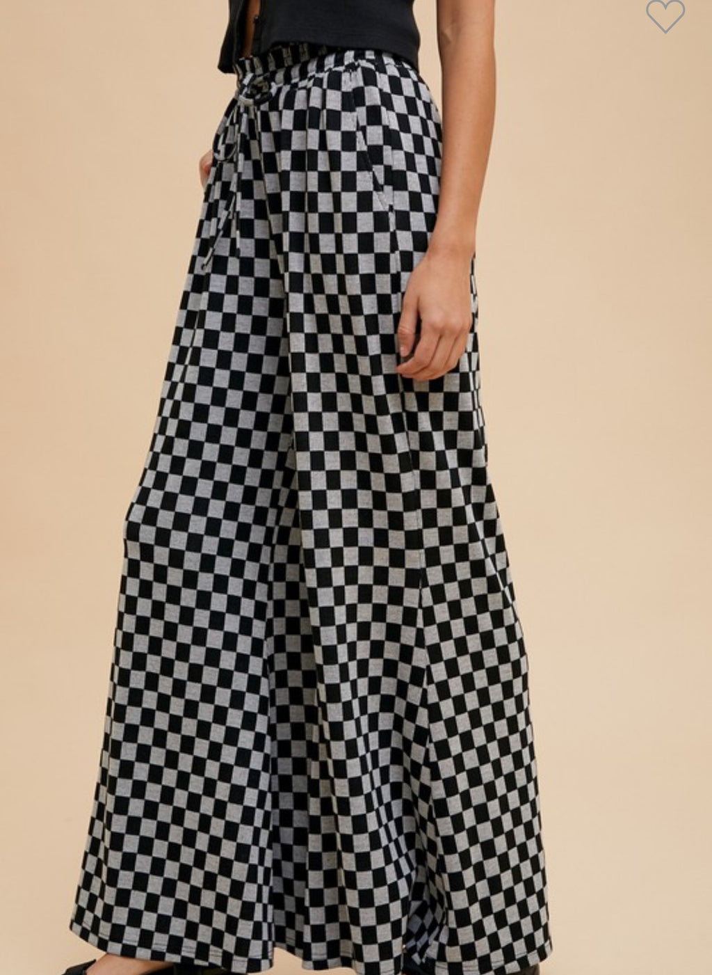 Black & Gray Checkered Flare Pants