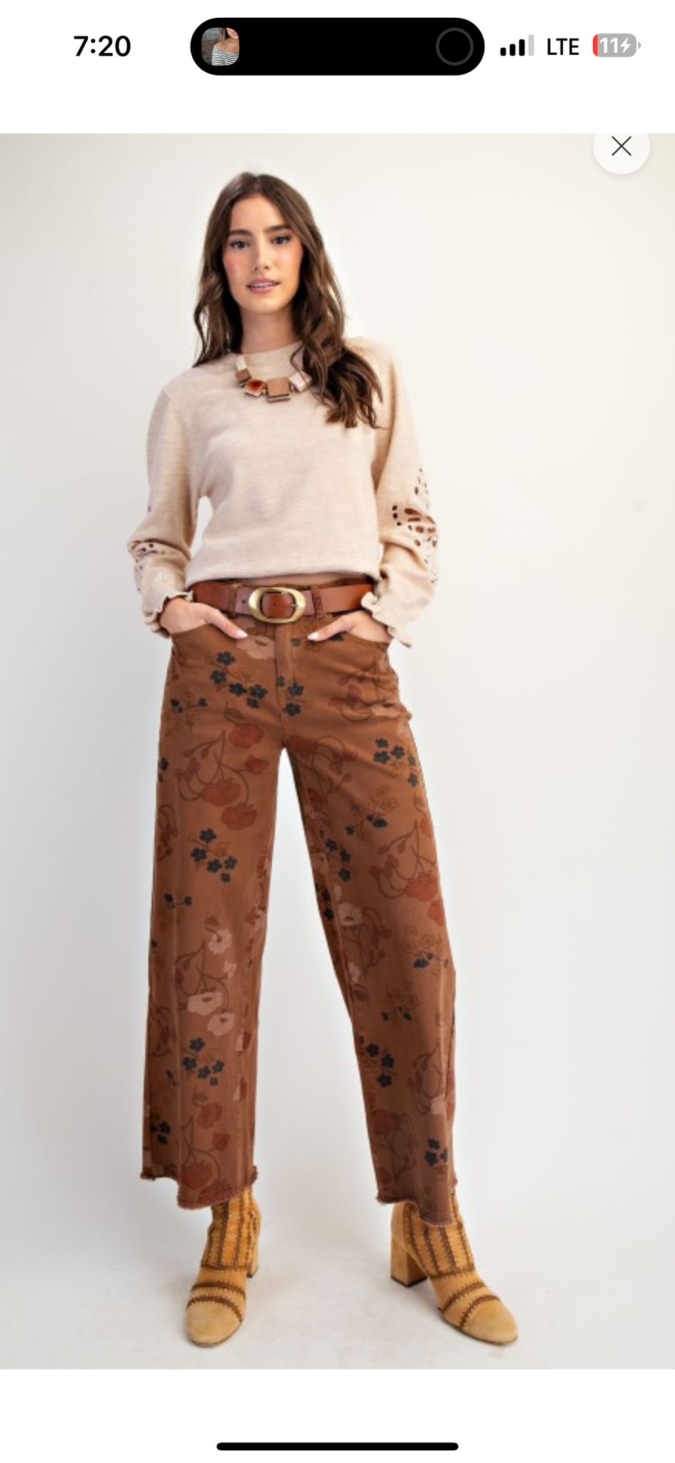 Brown Print Pants