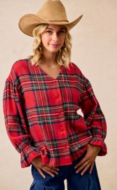 Tartan Christmas Plaid Button Up