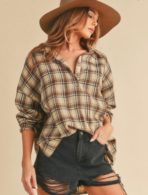 Taupe/Black Plaid Tunic