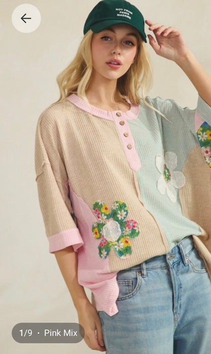 Floral Colorblock Top