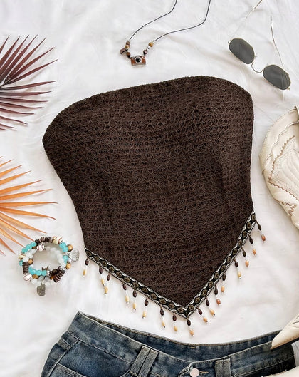 Brown Crochet Tube Top