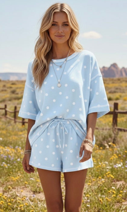 Baby Blue Polka Dot Set