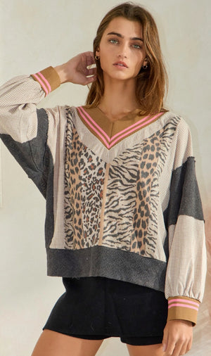 Mixed Pattern Top