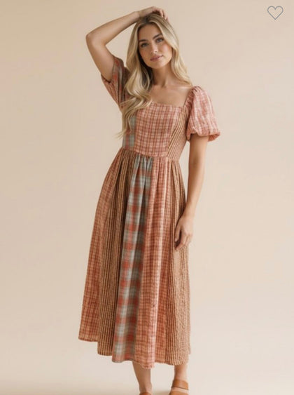Multi Plaid Midi