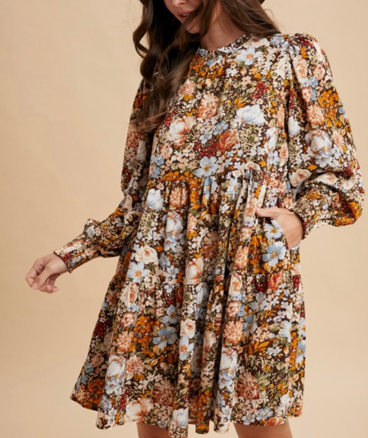 Brown Floral BabyDoll Dress