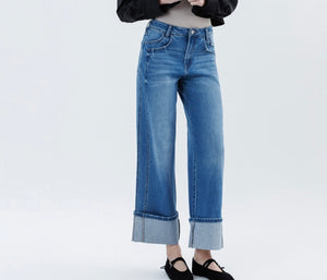 Vervet Wide Leg Cuffed Denim