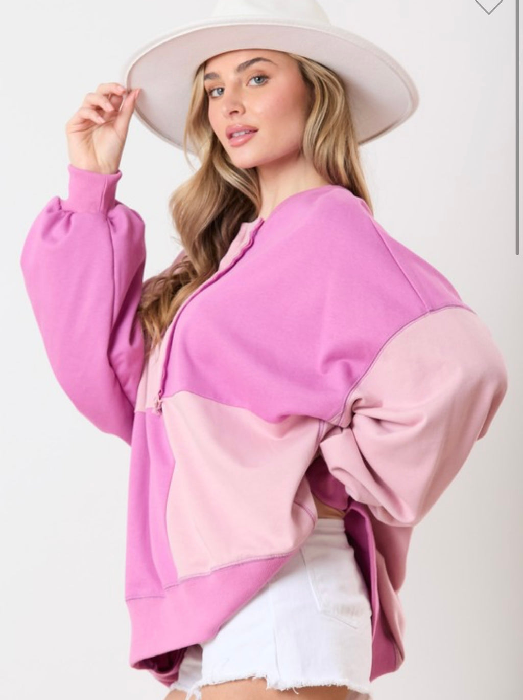 Pink Colorblock Pullover