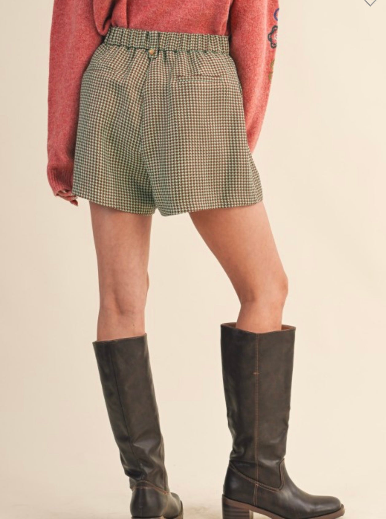Green/Brown Houndstooth Shorts