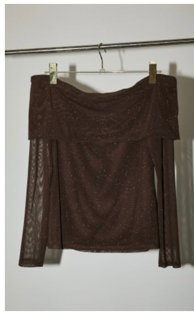 Brown OTS Shimmer Top