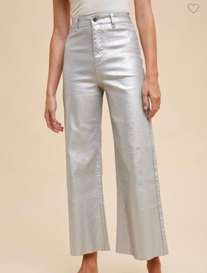 Metallic Cropped Wide Leg