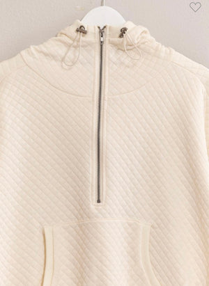 Ivory Quilted Hoodie