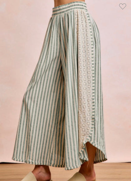 Sage Floral Crochet Pants