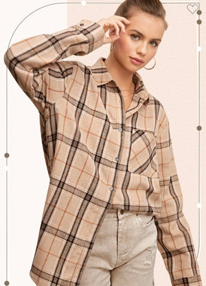 Brown Black Plaid Tunic