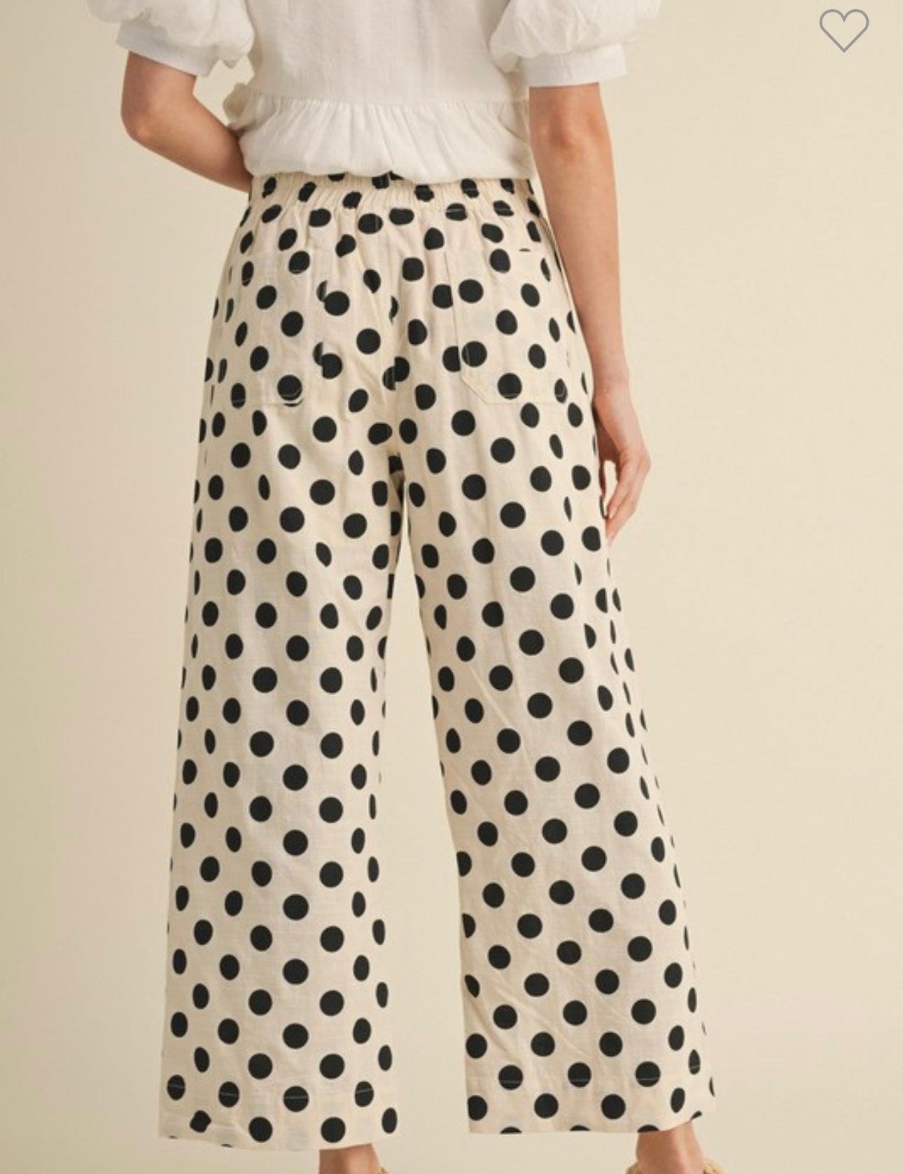B/W Polka Dot Cropped Wide Leg Pants