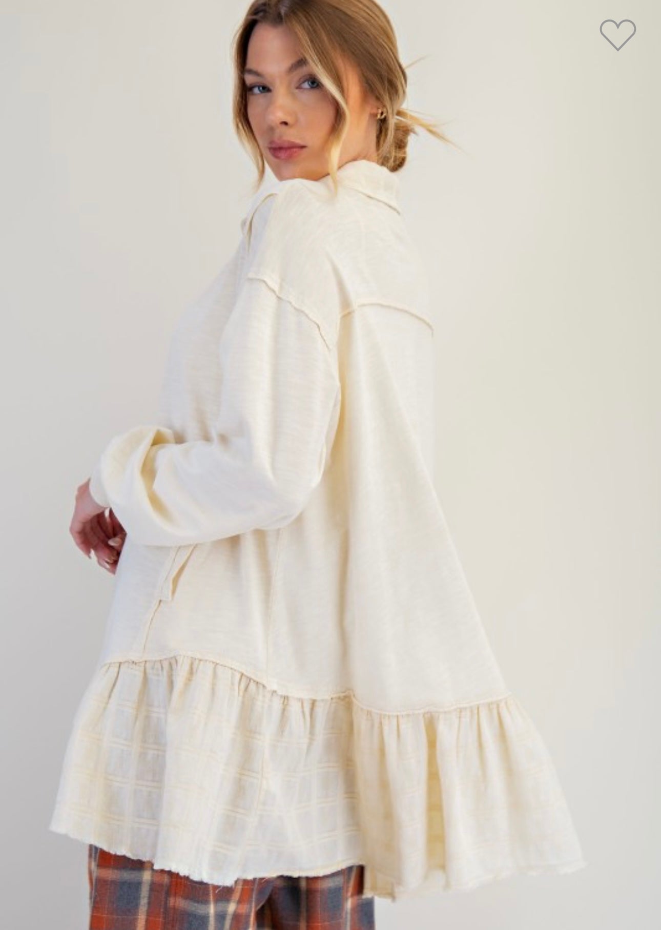 Ivory Button Up Ruffle Tunic