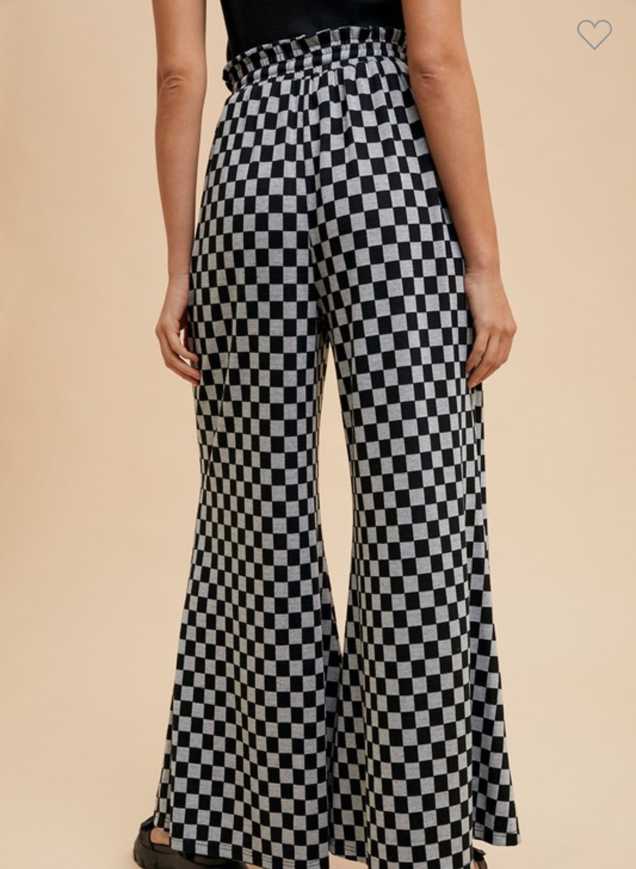 Black & Gray Checkered Flare Pants